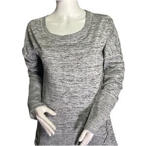 Athleta Sweatshirt Women’s Medium Gray Ribbed Stretch Sleeves, Zip Waistband
